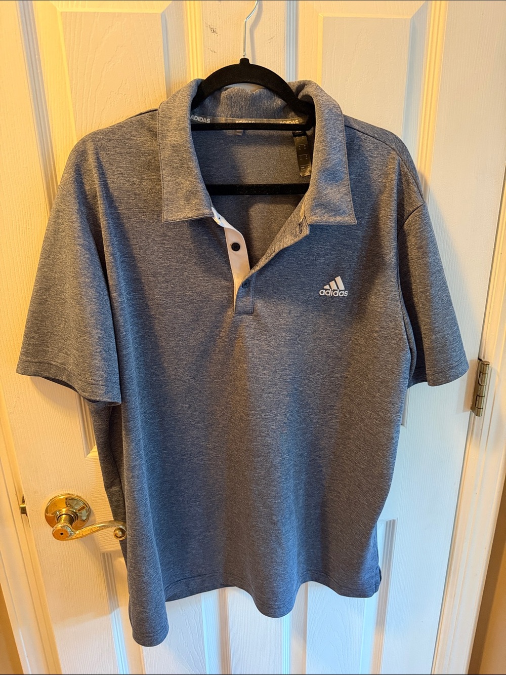adidas Men’s Gray Heather Polo with Contrast Placket